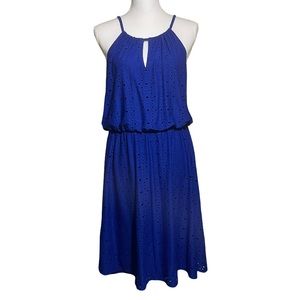 Maggy London Blue Eyelet Blouson Bodice Dress